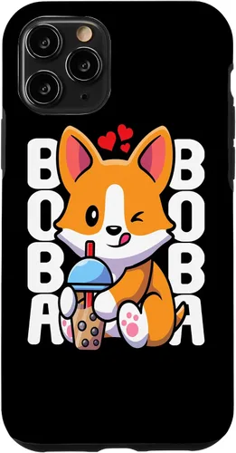 Vista 27 de Funda Kawaii con diseño de corazón de té de burbujas para iPhone 16 Kawaii Boba Dog Corgi Tea Drink