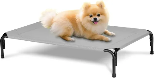 Vista 11 de Cama elevada para perros al aire libre, cuna refrescante de elevación media, camas elevadas para mascotas con malla Teslin transpirable duradera