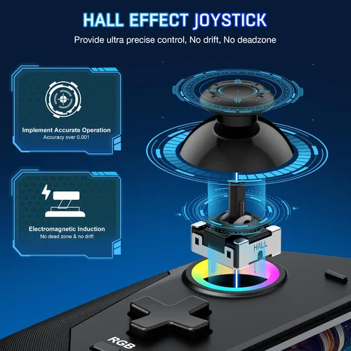Vista 3 de Switch Controller for SwitchOLED, One-Piece Joypad Controller, Switch Handheld Grip, Ergonomic Switch Controllers Remote with Adjustable LED Light