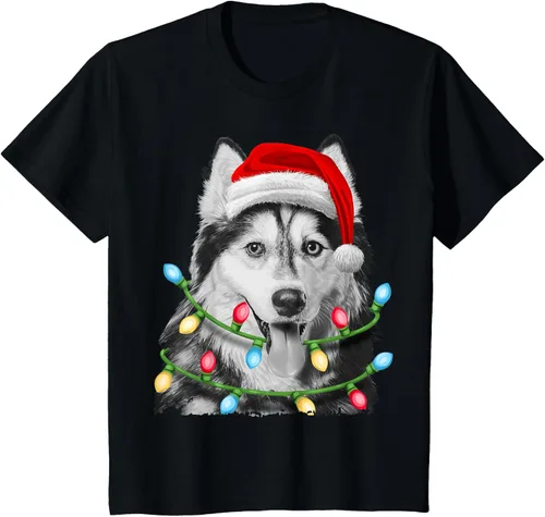 Vista 27 de Camiseta para niños con diseño de hachís siberiano con luces de árbol de Navidad Negro