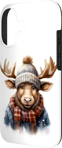 Vista 2 de Cute Moose with Winter Hat & Scarf Case for iPhone 17