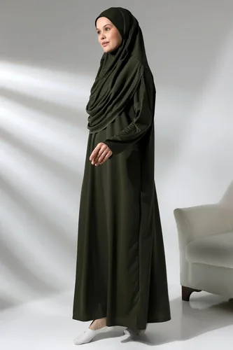 Vista 2 de ihvan online Vestidos musulmanes para mujer, vestido de oración de una pieza, alfombra de oración y cuentas, juego de regalo islámico para Eid