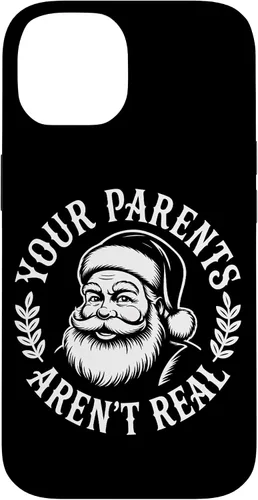 Vista 4 de Your Parents Aren’t Real Santa Humor Holiday Festive Cartoon Case for iPhone 16
