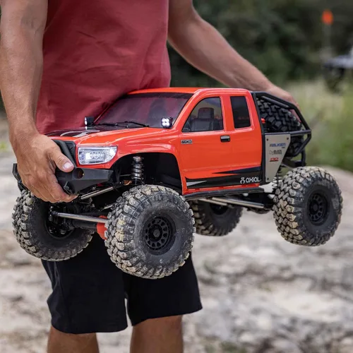 Vista 4 de Axial RC Crawler 1/6 SCX6 Trail Honcho 4WD RTR (transmisor y receptor incluidos, batería y cargador no incluidos), rojo, AXI05001T1, camiones