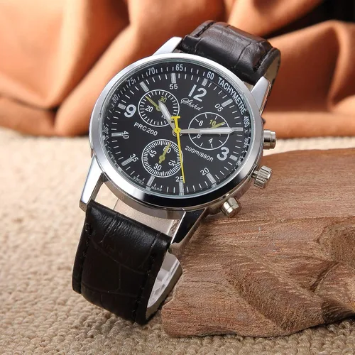 Vista 4 de Paquete de 6 relojes de cuarzo de cuero para hombre, Ginebra para niños, vestido casual, banda de pulsera, conjunto de lotes al por mayor