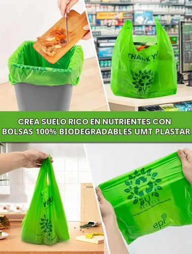 Vista 5 de [500 por caja] Bolsas reciclables compostables reutilizables biodegradables para camisetas Bolsas de compras de comestibles Bolsas de plástico