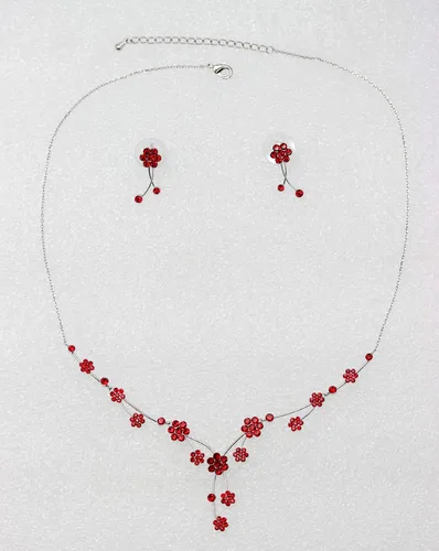 Vista 2 de Faship - Precioso juego de collar y aretes con diamantes de imitación