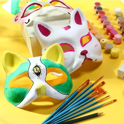 Vista 5 de Aoriher Máscaras de papel maché a granel DIY máscara de Mardi Gras en blanco para disfraz de mascarada, fiesta de cosplay