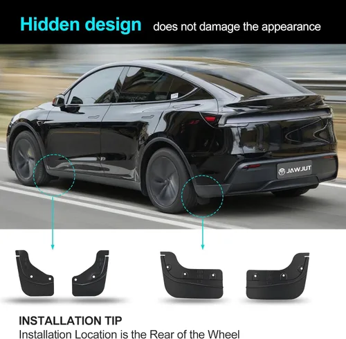 Vista 3 de jawjut Guardabarros para Tesla Model Y Juniper 2025 2026 Accesorios - Montaje Oculto Sin Perforación, Protectores contra Salpicaduras para Todo Clima