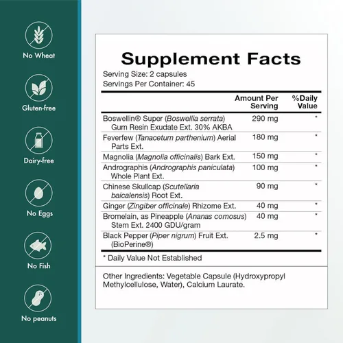 Vista 5 de Natura Health Products Suplemento InflamAway, modula una respuesta inflamatoria saludable, con boswellia serrata, bromelina, jengibre, pimienta