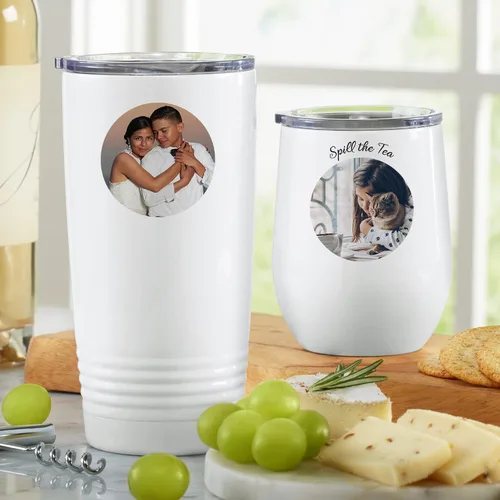 Vista 2 de Let's Make Memories Vaso de vino aislado perfecto con imagen personalizada - Foto/mensaje - Para ella