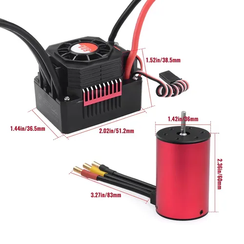 Vista 8 de Surpass Hobby 3660 4200KV Motor 60A ESC Combo para camiones RC 1/10
