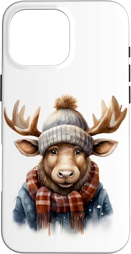 Vista 19 de Cute Moose with Winter Hat & Scarf Case for iPhone 17
