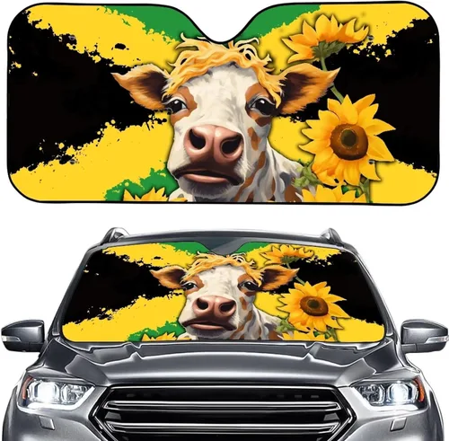 Vista 26 de Talayituse Parasol para parabrisas de automóvil, diseño de gato divertido 3D, ajuste universal, para automóvil, camión, SUV, bloquea el sol