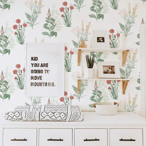 Vista 6 de Orainege Papel tapiz floral para despegar y pegar, papel de contacto bohemio de 16.9 x 118.1 pulgadas, papel de pared autoadhesivo extraíble