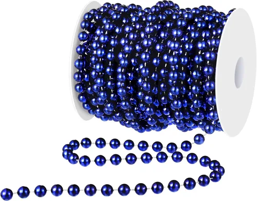 Vista 12 de WILLBOND Cuentas de árbol de Navidad de 50 pies, guirnalda de perlas artificiales, rollo de cuentas de plástico para árbol de Navidad, boda, Negro