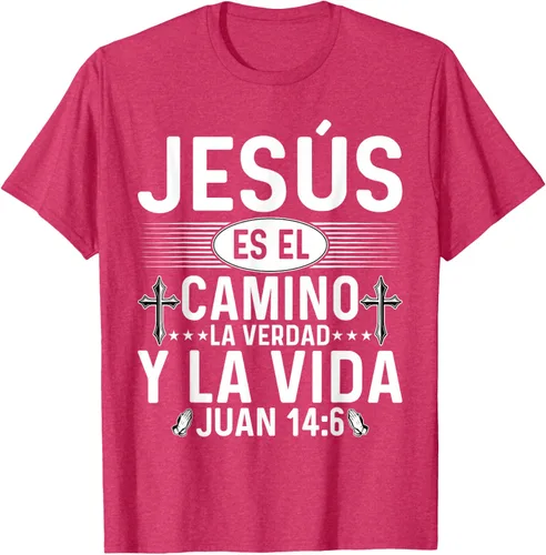 Vista 20 de Camisetas Cristianas en español Versículos Biblia Juan 14:6 Camiseta, Negro, S