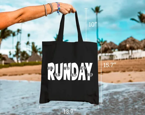 Vista 3 de Runday - Bolsa de lona para mujer, estética, para correr, reutilizable, para comestibles, de hombro, para compras, regalos para corredores