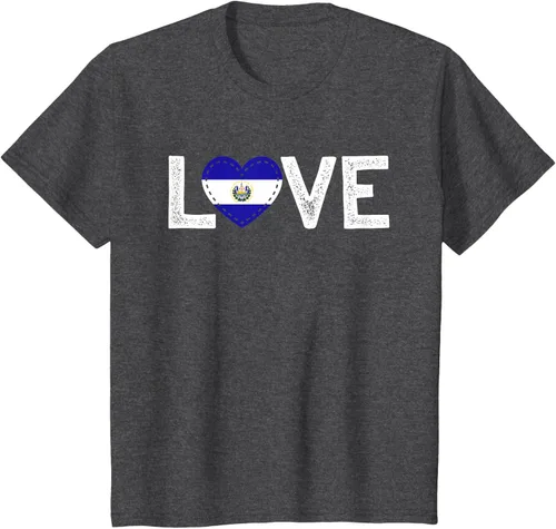 Vista 29 de Camiseta de regalo con la bandera de El Salvador LOVE, Negro, S