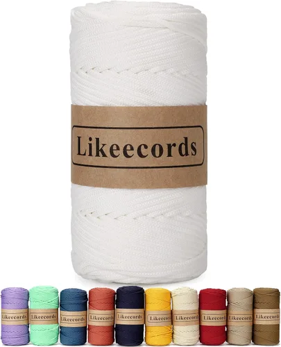 Vista 14 de Likeecords Cordón de macramé trenzado de poliéster de 0.157 in, 140 yardas, 426 pies, hilo elástico para bolsa de ganchillo para manualidades