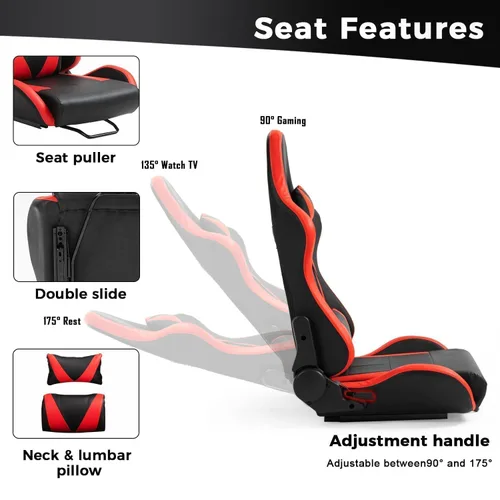 Vista 8 de Steering Wheel Stand Racing Cockpit with Red Seat Unobstructed Design for Both Legs Fit for LogitechThrustmaster G29,G920,G923,G25&T300RS,T80,T150