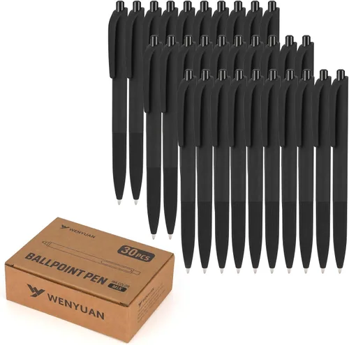 Vista 15 de WY WENYUAN Bolígrafos a granel, paquete de 30 bolígrafos negros de bola (punta media de 1.0 mm) - Bolígrafos de escritura suave sin manchas tipo