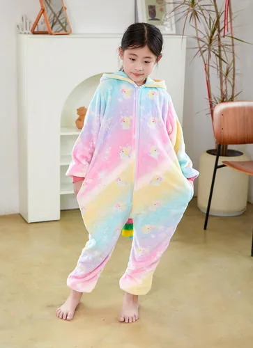 Vista 26 de Mameluco de unicornio para pijamas de animales, cosplay, disfraz unisex de Halloween
