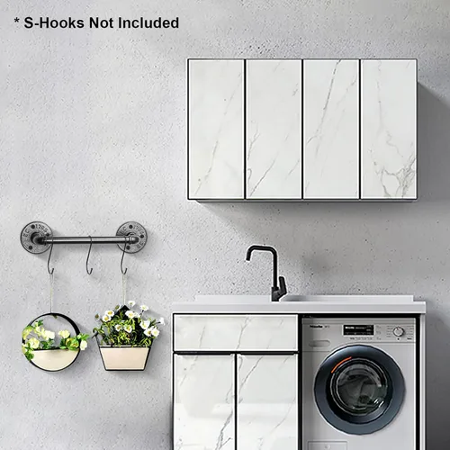 Vista 7 de NearMoon Toallero industrial de tubería, accesorio de toallero de baño resistente, montaje en la pared, soporte para toallas de baño de hierro