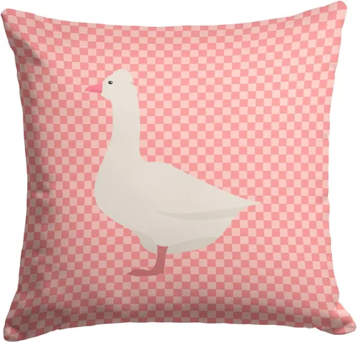 Vista 351 de Caroline's Treasures BB8163PW1414 Beltsville - Almohada decorativa de tela a cuadros pequeños, color blanco, pavo y gallina azul, lavable a máquina