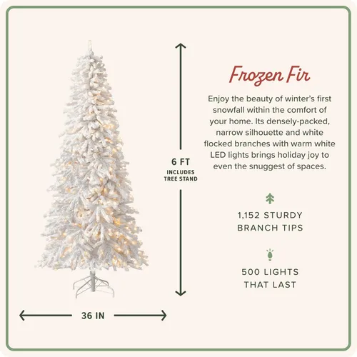 Vista 2 de Treetopia Frozen Fir - Árbol de Navidad artificial para interiores, preiluminado con luces LED transparentes, ramas con bisagras, decoración