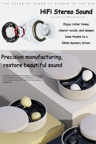 Vista 2 de Auriculares invisibles pequeños, mini, inalámbricos, Bluetooth, discretos, para música, hogar, trabajo