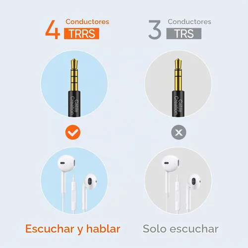 Vista 2 de Cable de audio de 0.1 in TRRS de 1.5 pies, cable auxiliar estéreo