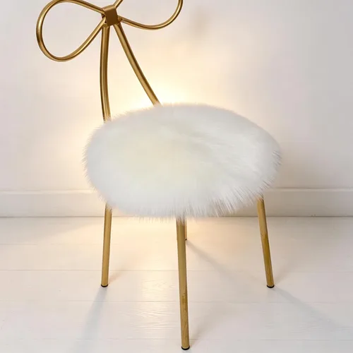 Vista 8 de OKAYDA Funda cuadrada de piel de oveja sintética de 18 x 18 pulgadas, cojín de cojín de piel súper esponjosa para silla de tocador, asiento