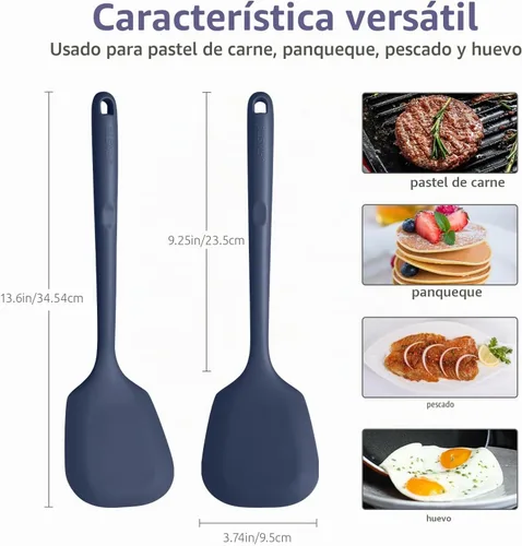 Vista 2 de Espátula de silicona resistente al calor de 600 ℉: espátula de cocina sólida U-Taste de 13.6 pulgadas, sin BPA, utensilio de cocina flexible y fino