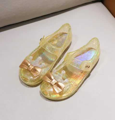 Vista 5 de Zapatos de gelatina para niñas, sandalias planas de vestir de princesa para niños, cosplay, gelatinas transparentes con purpurina Mary Janes