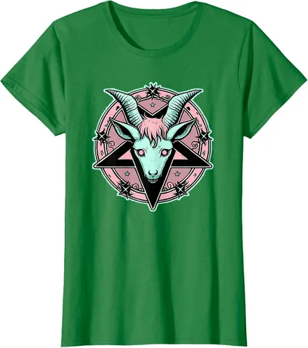 Vista 27 de Camiseta Kawaii Paste Creepy Goat Pentacle, Negro