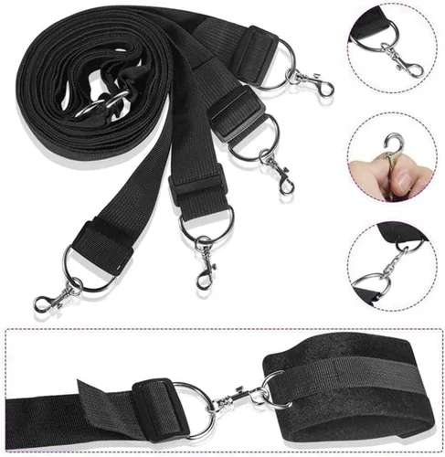 Vista 4 de Sujetadores de cama para parejas, lazos sexuales para tobillos y muñecas, correas de cama King para adultos, colchón de juego, puños de piernas