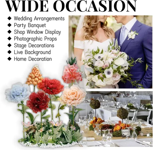 Vista 5 de Decoración de Flores Gigantes con Luz, 6.56 Pies Organza Floral Eléctrica Grande de Apertura Automática con Luz Parpadeante para Boda Cumpleaños