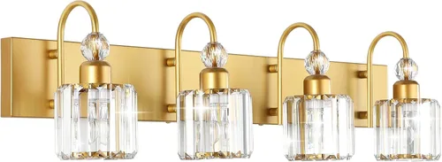 Vista 44 de Ralbay Modernas luces LED de cristal para tocador de baño, 3 luces de acero inoxidable, luces de tocador de cristal sobre el espejo, accesorios