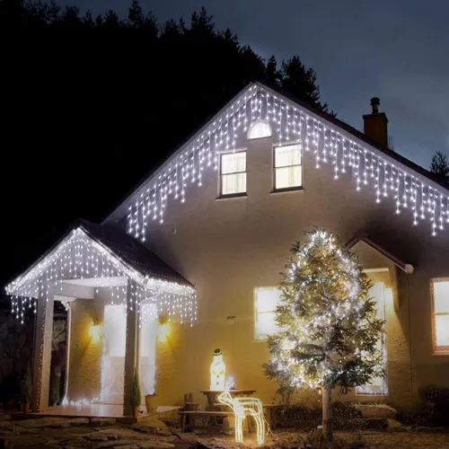 Vista 6 de Serie de 304 luces LED impermeables para exteriores para Navidad, bodas y decoración de fiestas - 8 modos, blanco frío