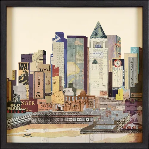 Vista 15 de Empire Art Direct Alex Zeng - Papel gráfico enmarcado con collage dimensional de bulldog francés bajo vidrio, listo para colgar, 17 x 17 pulgadas