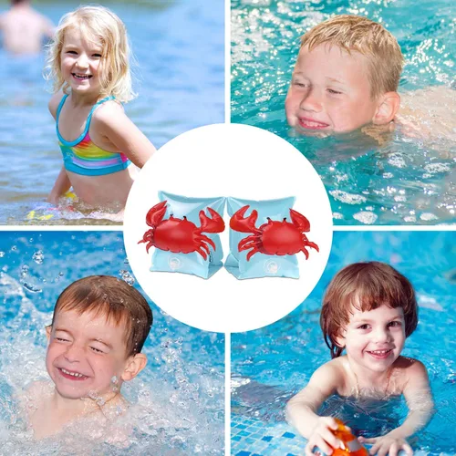 Vista 7 de MoKo Bandas de natación para niños, niños pequeños comienzan a nadar flotadores inflables para piscina, lindas alas de natación de dibujos animados