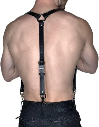 Vista 3 de Arnés de hombre Tops Espada Cinturón Cuero PU Cuerpo Bondage Ropa Correa Ajustable Estilo 1