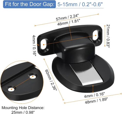 Vista 2 de uxcell Tope magnético para puerta, tope de puerta de piso, soporte de puerta con autoadhesivo y tornillos, color negro