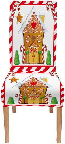 Vista 243 de CAPSCEOLL Christmas Dining Chair Covers,Snowflakes Festive Winter Pattern Stretch Chair Covers for Dining Room Set of 2 Washable Spandex Parson