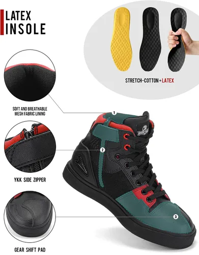 Vista 5 de Grapelet Zapatos de motocicleta para hombre, antideslizantes, botas protectoras de motocross con cremallera lateral, soporte de tobillo
