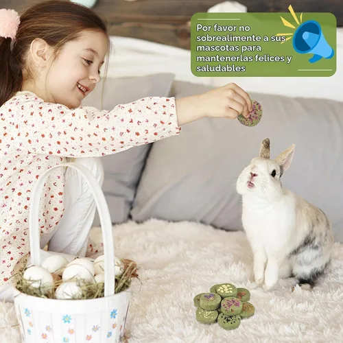 Vista 3 de ERKOON Juguetes para conejos, 100 % comestibles de heno Timothy prémium para conejos, golosinas de chinchilla, juguetes masticables para dientes