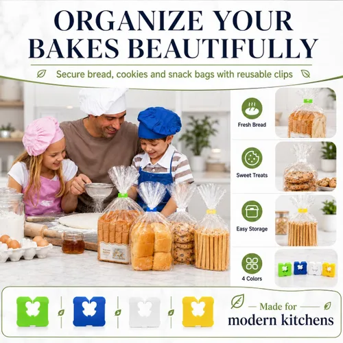 Vista 7 de 100 clips reutilizables de plástico verde para mantener tus alimentos frescos, clips de bolsa de almacenamiento de alimentos de 7/8 x 1 pulgada