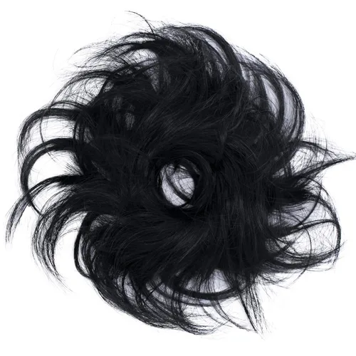Vista 4 de PRETTYSHOP Pieza para el cabello de goma Voluminoso rizado y desordenado moño, Negro azabache Negro #1 HG3a