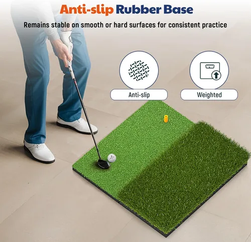 Vista 3 de JAYA Golf Hitting Mat with Heavy Rubber Base, Foldable Golf Practice Mat for Indoor & Outdoor Training, Dual Turf Fairway & Rough Grass Mat for
